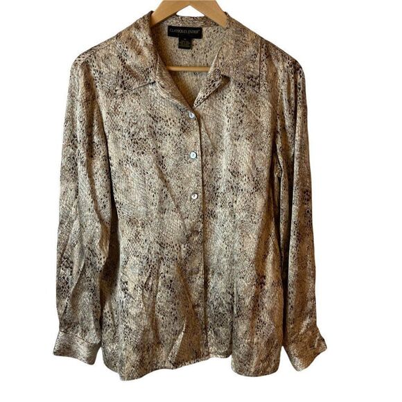 Classiques Entier 100% Silk Animal Print Blouse Size Medium - Picture 1 of 10